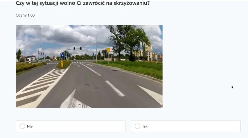 Testy na prawo jazdy online, przykłąd zadania