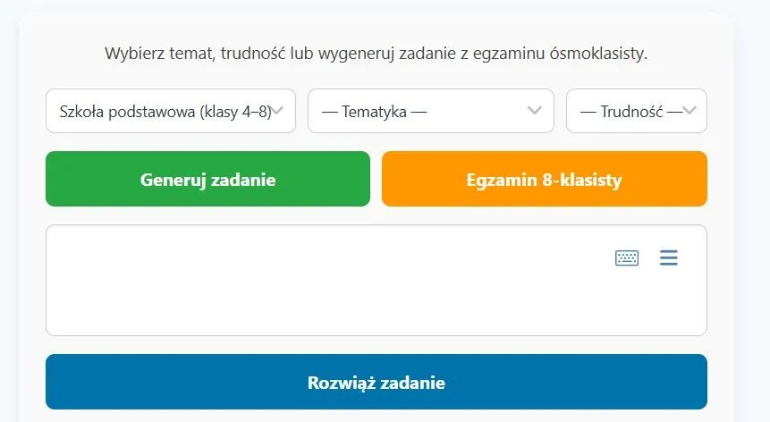 Korepetycje Matematyka AI generator zadań