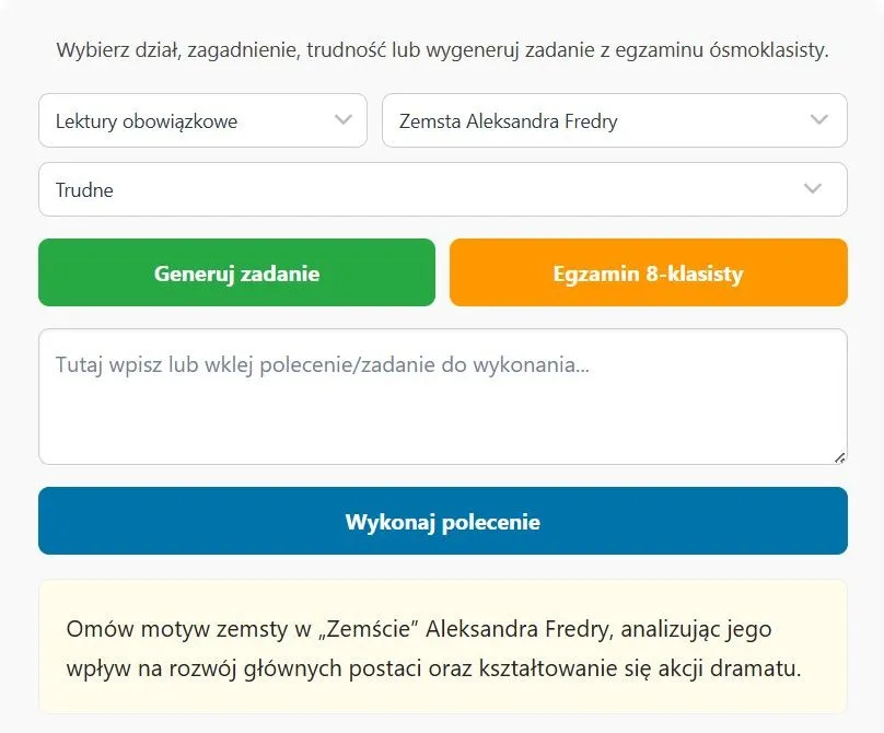 korepetycje polski generator ćwiczeń