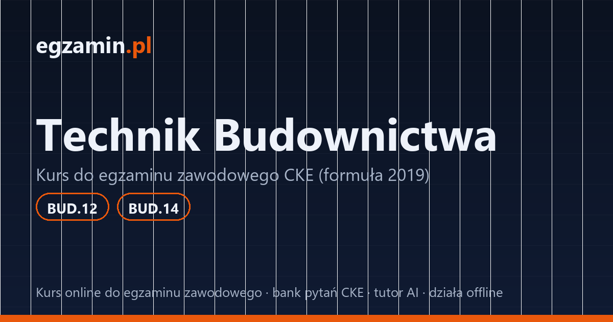 egzamin technik budownictwa: grafika kursu przygotowującego do kwalifikacji BUD.12 i BUD.14