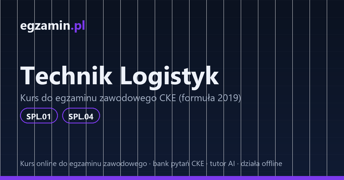 egzamin technik logistyk: grafika kursu przygotowującego do kwalifikacji SPL.01 i SPL.04