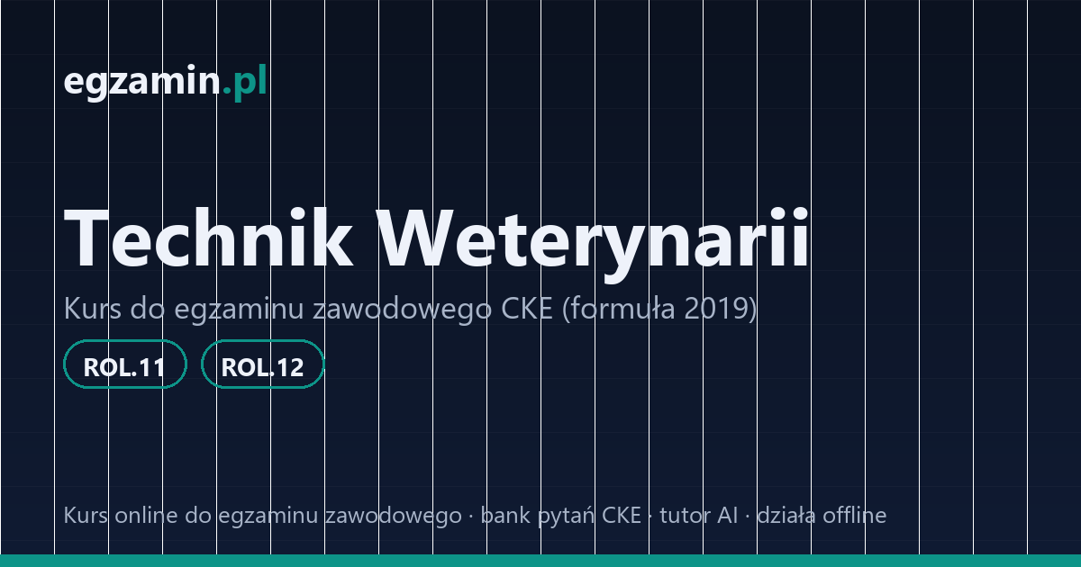 egzamin technik weterynarii: grafika kursu przygotowującego do kwalifikacji ROL.11 i ROL.12